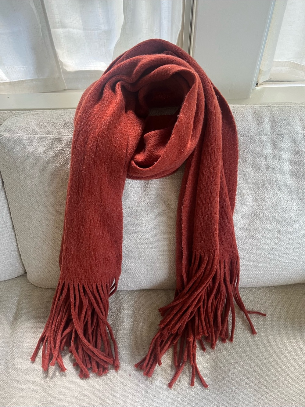 Anthropologie Rust Fringe Wrap Scarf
